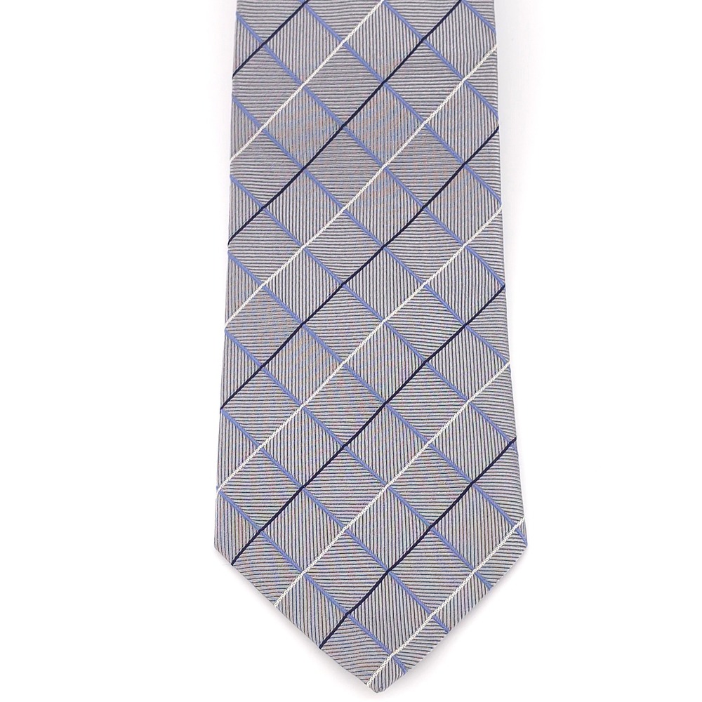 Brooks Brothers Makers Mens Tie Silk Gray Blue Plaid Made in USA Classic - Picture 9 of 9